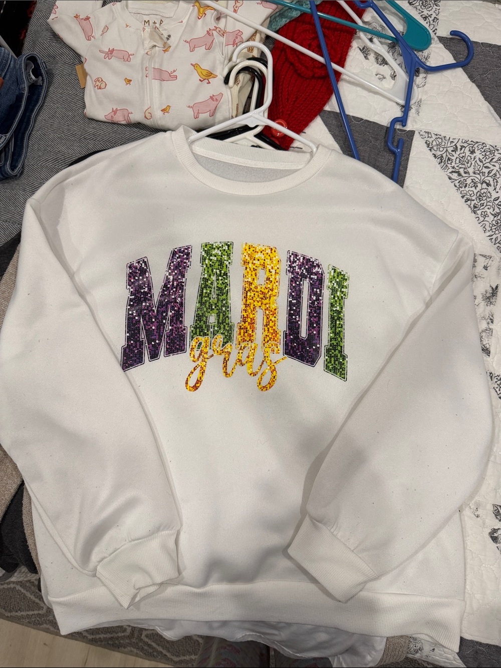 Mardi Girls Sequin Logo Sweatshirt - White